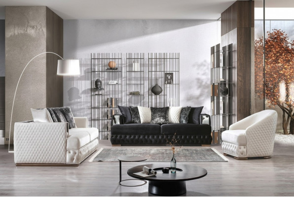 Chesterfield Luxus Canapé-Set Gepolstert Miwwelen 3+3+1 Wunnlandschaft