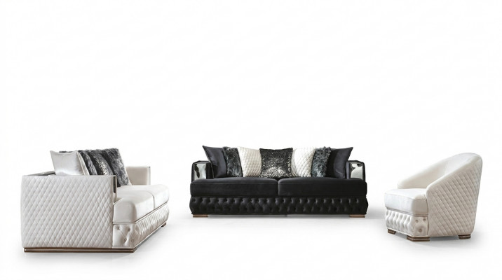 Chesterfield Luxus Canapé-Set Gepolstert Miwwelen 3+3+1 Wunnlandschaft