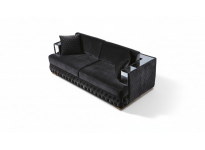 Dreisëtzer Chesterfield Couch Schwaarz Sofas Textil Lieder Sofa Couchen