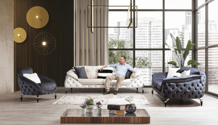 Chesterfield Fauteuil 1 Sëtz Schwaarz Wunnzëmmer Luxus Design