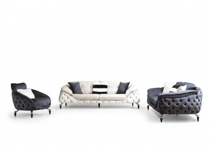 Chesterfield Fauteuil 1 Sëtz Schwaarz Wunnzëmmer Luxus Design