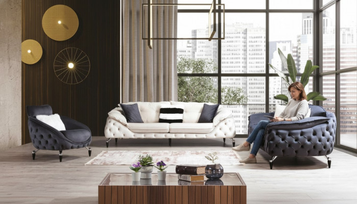 Gréng Chesterfield Couch Stoff Sofa Couch Miwwelen Luxus Ariichtung Sofas Couchen