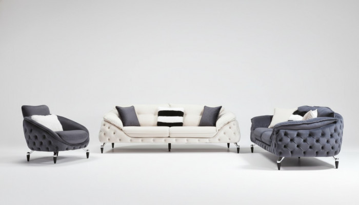 Gréng Chesterfield Couch Stoff Sofa Couch Miwwelen Luxus Ariichtung Sofas Couchen