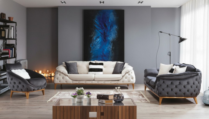 Dräisëtzer Chesterfield Couch Polster Sofas Stoff Lieder Sofa Couchen Miwwel Neit