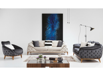 Dräisëtzer Chesterfield Couch Polster Sofas Stoff Lieder Sofa Couchen Miwwel Neit