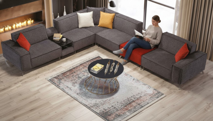 Ecksofa Couch Wunnlandschaft Gro Textil Couche Sofa Polster Eckformatioun Nei