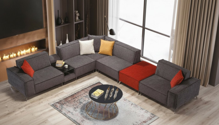 Ecksofa Couch Wunnlandschaft Gro Textil Couche Sofa Polster Eckformatioun Nei