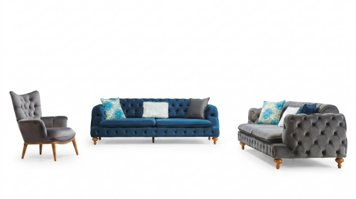 Canapé-Set Sofa 3+3+1 Sitze Chesterfield Fauteuil Miwwelen Polster-Set Méifaarweg