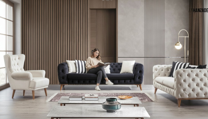 Fauteuil 1 Seetzer Wäiss Wunnzëmmer Textil Design Chesterfield Ouerfauteuil