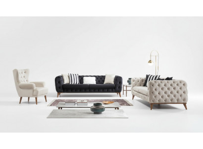 Fauteuil 1 Seetzer Wäiss Wunnzëmmer Textil Design Chesterfield Ouerfauteuil