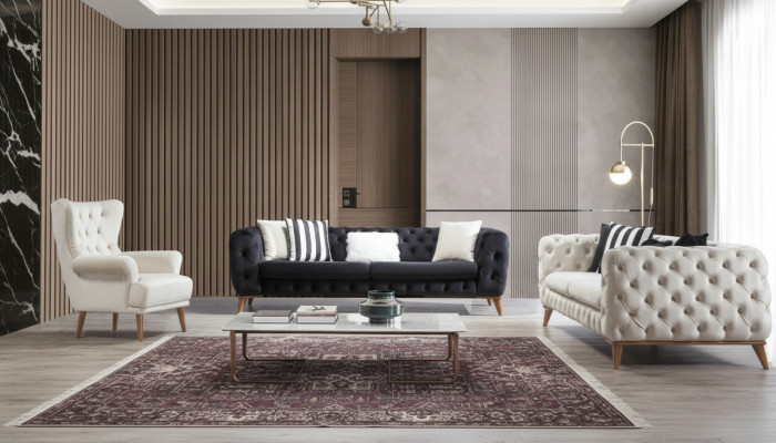 Canapé 3 Sëtzer Schwaarz Luxus Miwwelen Chesterfield Schlofcanapé Bett 3er