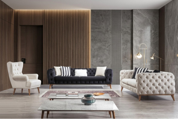 Sofa 3 Sëtz Wäiss Luxus Miwwelen Chesterfield Miwwelen Italienesche Stil