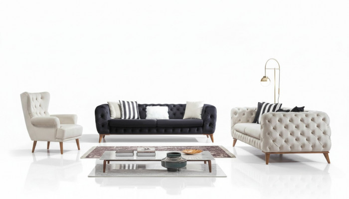 Sofa 3 Sëtz Wäiss Luxus Miwwelen Chesterfield Miwwelen Italienesche Stil