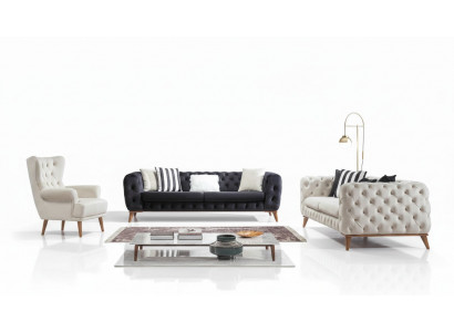 Sofa 3 Sëtz Wäiss Luxus Miwwelen Chesterfield Miwwelen Italienesche Stil