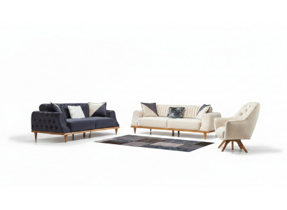 Luxus Sofagarnitur Weich Couch Textil Stoff Sofa Set 3-3-1 Sëtzer Miwwelen