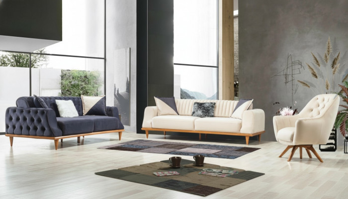 Fotell Beige 1-Sëtzer Wunnzëmmer Klassesch Design Chesterfield