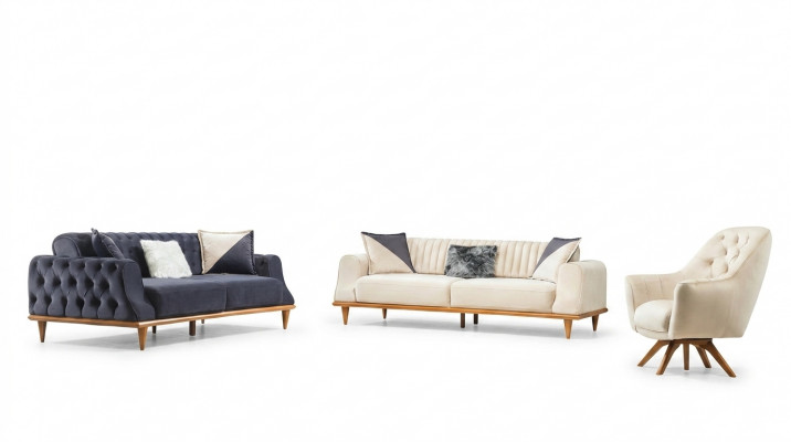 Fotell Beige 1-Sëtzer Wunnzëmmer Klassesch Design Chesterfield