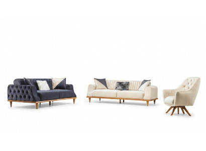 Fotell Beige 1-Sëtzer Wunnzëmmer Klassesch Design Chesterfield