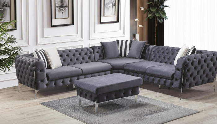 Hocker Blo Liewenzëmmer Chesterfield Elegante Miwwelen Italieneschen Stil