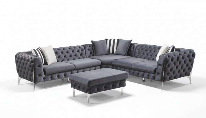 Hocker Blo Liewenzëmmer Chesterfield Elegante Miwwelen Italieneschen Stil
