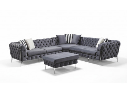 Hocker Blo Liewenzëmmer Chesterfield Elegante Miwwelen Italieneschen Stil