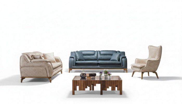 Sofa Blo 3 Sëtzer Stuff Canapé Design Chesterfield Italienesche Stil Miwwelen