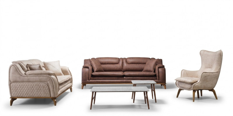 Design Sofa Couch Sofagarnitur 3+3+1 Sëtzer Set Polstergarnitur Ledersofa Couchen
