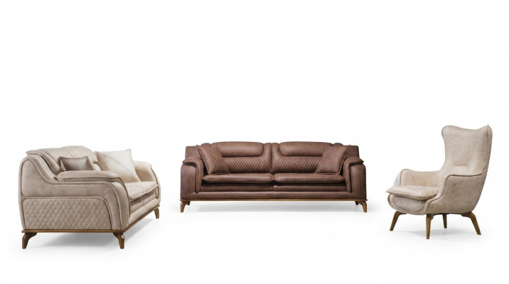 Sofa Braun 3 Sëtzer Wunnzëmmer Klassesch Design Luxus Italienesch Stil 3er