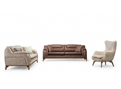 Sofa Braun 3 Sëtzer Wunnzëmmer Klassesch Design Luxus Italienesch Stil 3er
