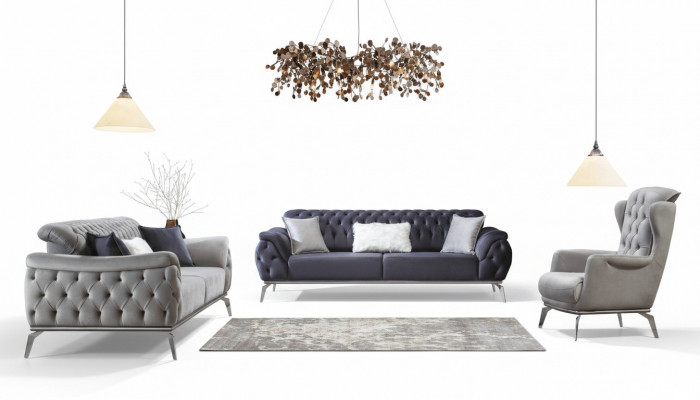 Sofa Blo 3-Sëtzer Wunnzëmmer Luxus Design Chesterfield Italieneschen