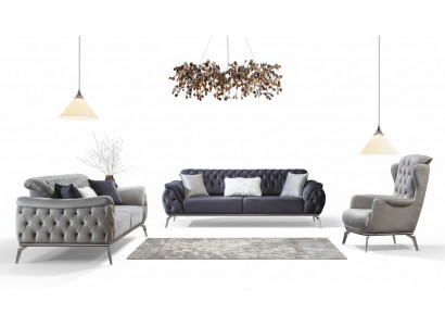 Sofa Blo 3-Sëtzer Wunnzëmmer Luxus Design Chesterfield Italieneschen