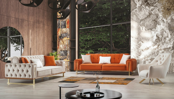 Luxus Miwwelen US Stil Chesterfield Sofa-Garnitur Couch Méifaarweg Sofa