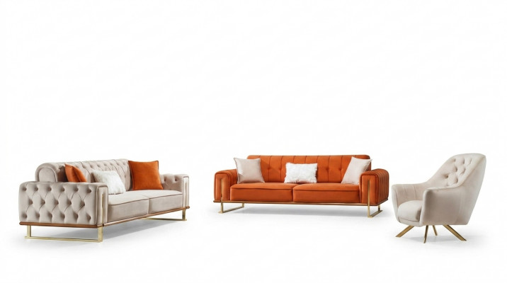 Luxus Miwwelen US Stil Chesterfield Sofa-Garnitur Couch Méifaarweg Sofa