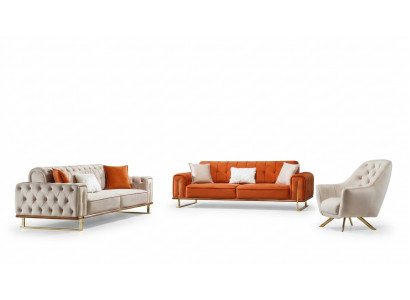 Sesselle 1 Sëtz Beige Chesterfield Luxus Design Einsëtz Möbel Stoff