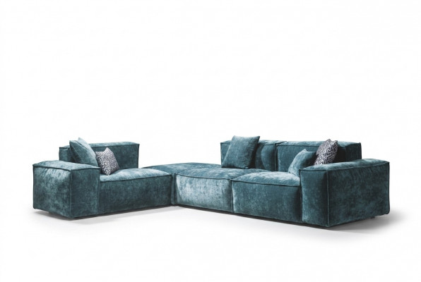Ecksofa L - Form Blo Wunnlandschaft Design Zouwelen Miwwelen Sofa Canapé