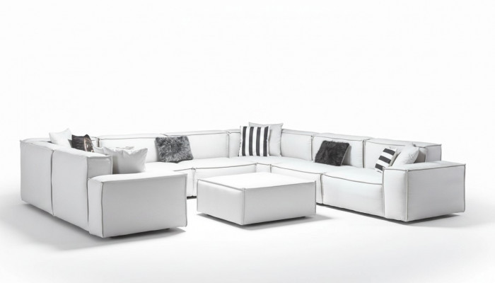 Ecksofa U-Form Wäiss Wunnlandschaft Canapé Polstersëtz Eckgarnitur Eckgarnitur Canapé