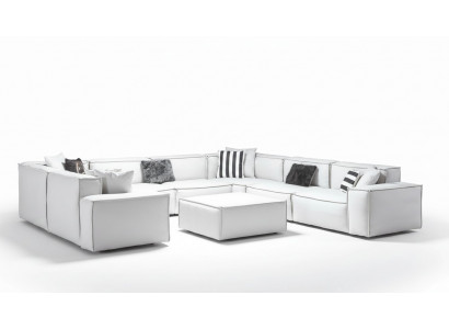 Ecksofa U-Form Wäiss Wunnlandschaft Canapé Polstersëtz Eckgarnitur Eckgarnitur Canapé