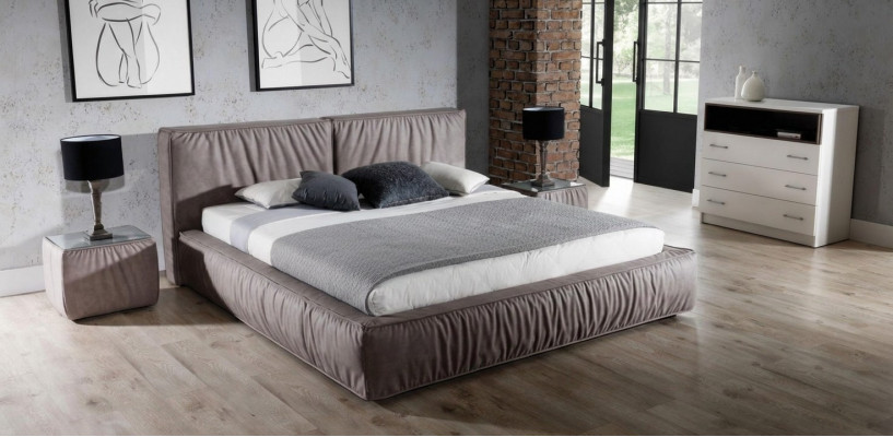 Bett Braun Schlofkummer Holz Miwwelen Textil Klassesch Art déco Stil