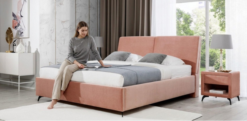 Bett Rosa Schlofzëmmer Holz Miwwelen Textilien Hotel Better Art déco Stil