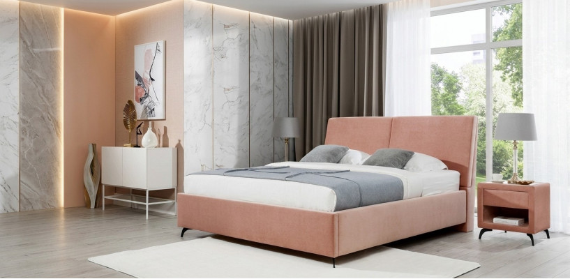 Bett Rosa Schlofzëmmer Holz Miwwelen Textilien Hotel Better Art déco Stil