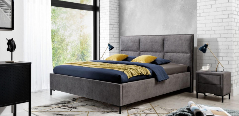 Bett Grau Schlofkummer Holz Miwwelen Textil Klassesch Art déco Stil
