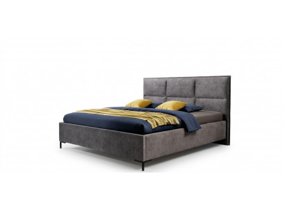 Bett Grau Schlofkummer Holz Miwwelen Textil Klassesch Art déco Stil