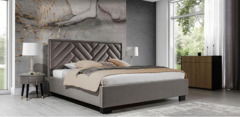 Polster Bett Miwwelen Schlofkummer Better Taupe Brong 200x200cm Samt