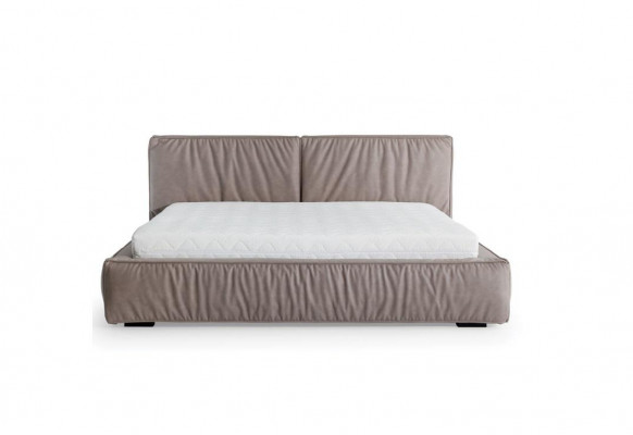 Schlofzëmmer Set Braun Bett Nuetsdësch Elegant Design Modern Holz Miwwel 3 Stéck