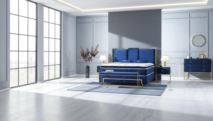 Bett Blo Metall Miwwelen Design Eleganten Schlofzëmmer Miwwelen Luxus Modern Neit