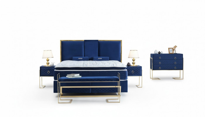 Bett Blo Metall Miwwelen Design Eleganten Schlofzëmmer Miwwelen Luxus Modern Neit
