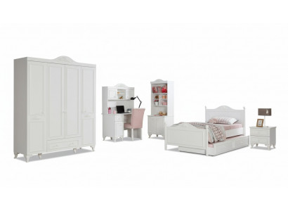 Kannerzëmmer Holz Jugendzëmmer Bett Nuetsdësch Modern Design Miwwelen Nei 2-tlg.