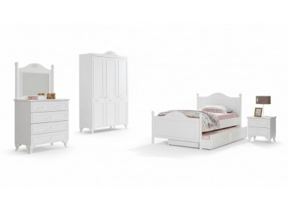 Teenager-Schlofzëmmer Landhausstil Hotel Gäschtzëmmer Miwwelen Komplett Set 5 Stéck.