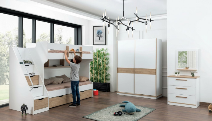 Hochbett Etage Bett Kommode Spigel Schlofkummer Spigel Miwwel Schaf 4tlg.