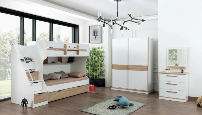 Hochbett Etage Bett Kommode Spigel Schlofkummer Spigel Miwwel Schaf 4tlg.